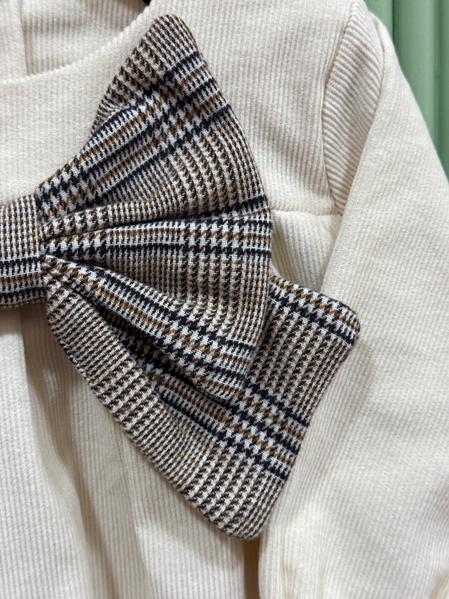 Abito fiocco beige quadri A24