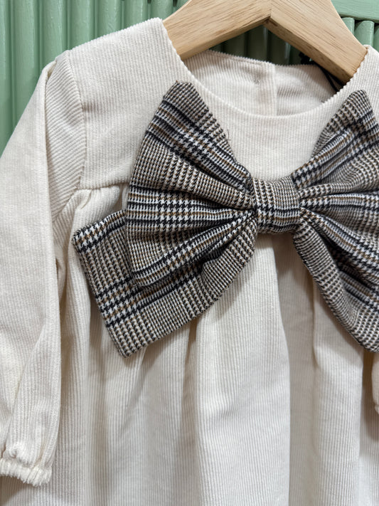 Abito fiocco beige quadri A24