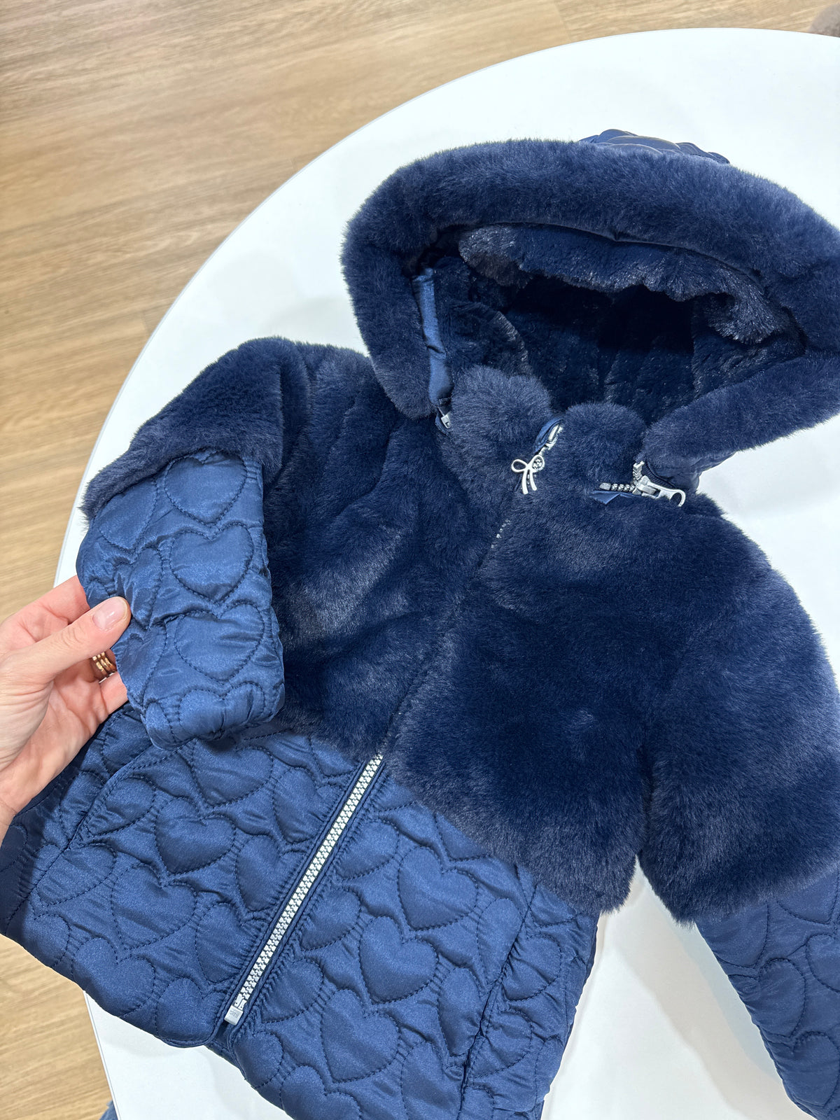 Piumino bimba cuori blu