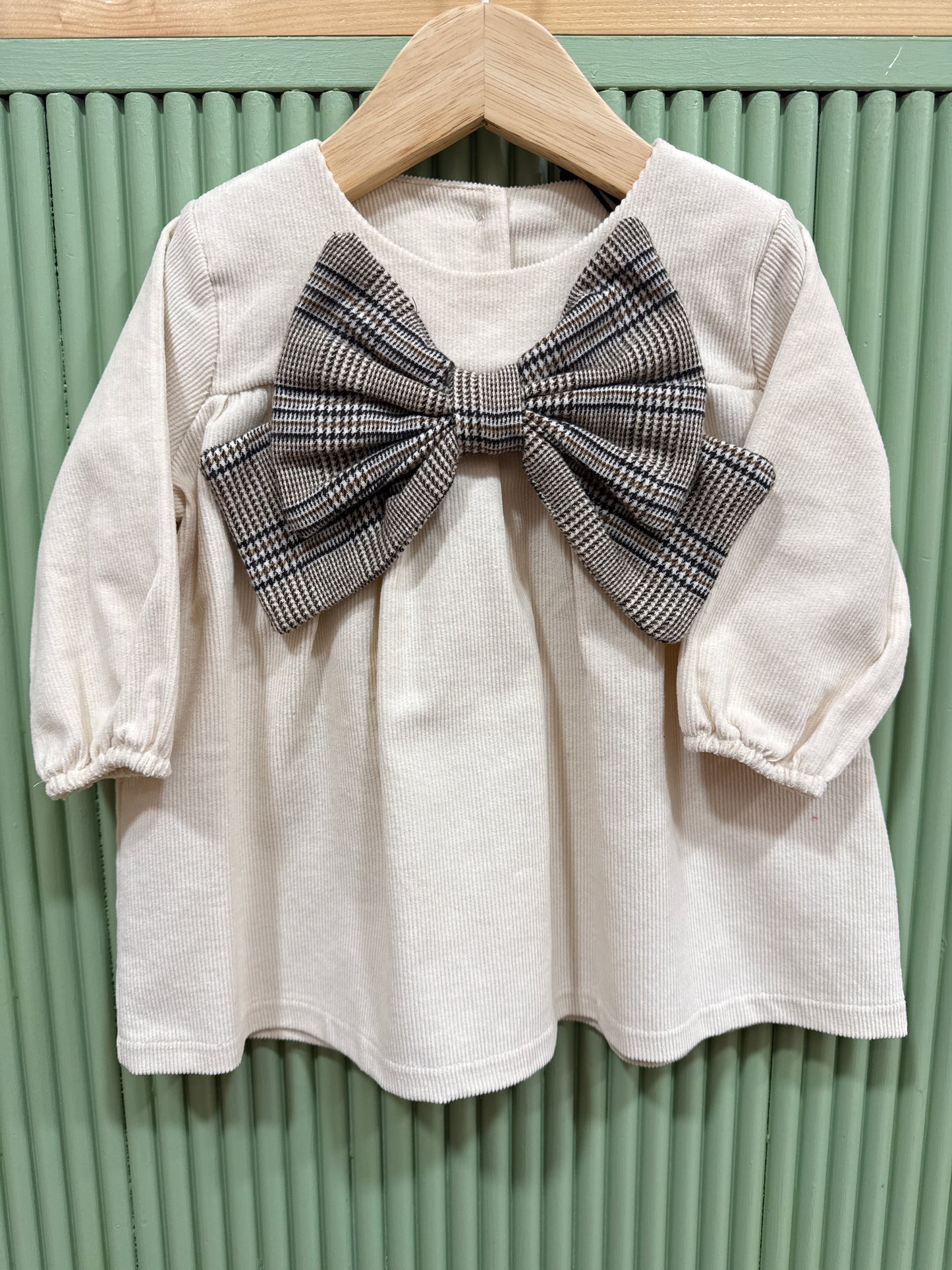 Abito fiocco beige quadri A24