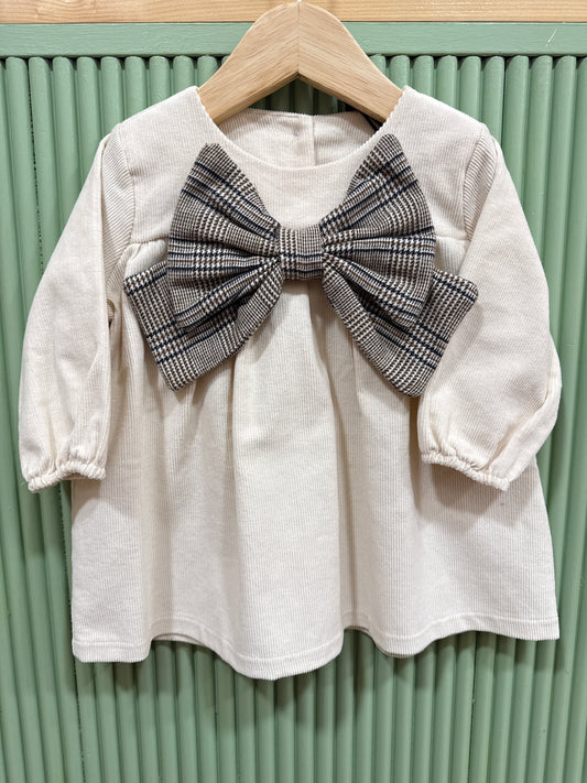 Abito fiocco beige quadri A24