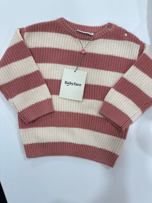Maglioncino cotone righe babyface rosa panna